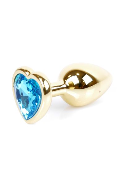 Анальна пробка - Jewellery Gold Heart Plug Light Blue | Зображення 1