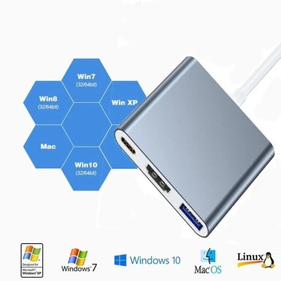 Адаптер USB C — HDMI 4K, концентратор ElecMoga USB C з USB 3.0 + портом USB C для заряджання | Зображення 5