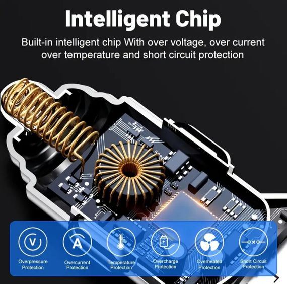 Автомобильное зарядное устройство USB-C с дисплеем напряжения, 4 USB и 2 PD порта, QC3.0, Super Fast зарядка | Зображення 4