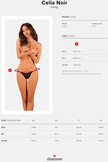 Стрінги Obsessive Celia Noir Чорні XL/2XL | Зображення 6