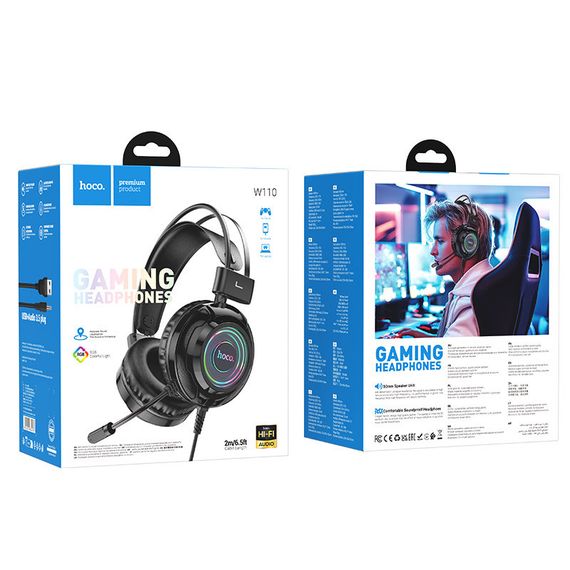 Накладні навушники Hoco W110 Resource (USB+3.5mm/2m) Black | Зображення 4