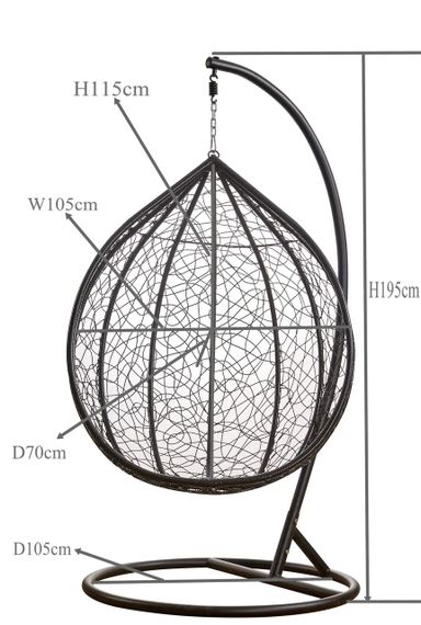 Подвесное кресло-качалка кокон Bonro Бонро 329M (черно-серое) (46000011) | Зображення 9