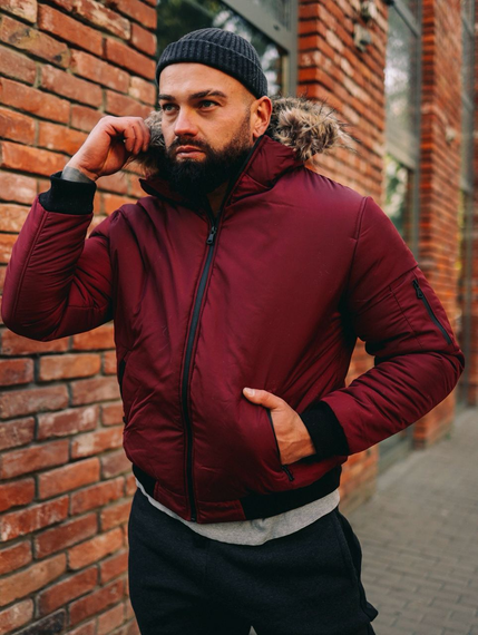 Куртка с мехом бордо S M | Зображення 1