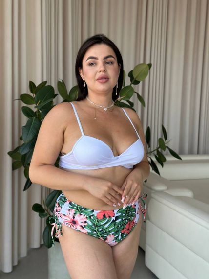 Роздільний білий купальник PLUS SIZE з сформованою чашкою та тунікою в комплекті | Зображення 7
