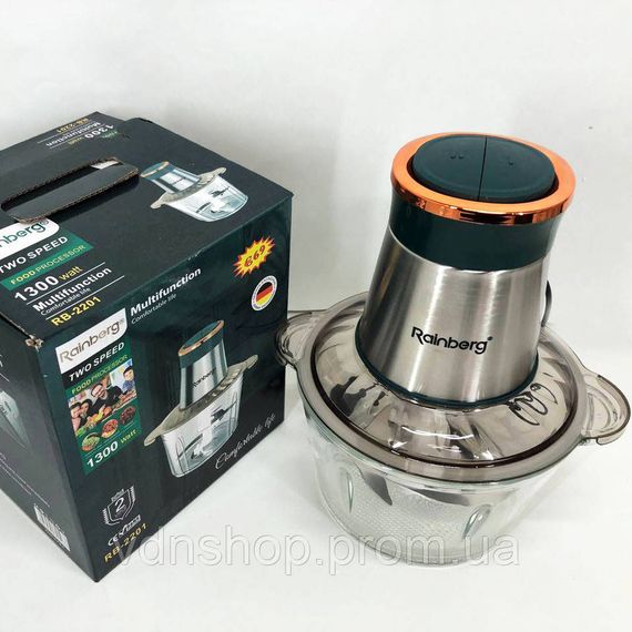 Блендер с защитой от разбрызгивания Rainberg RB-2201 1300 Вт, Кухонный блендер комбайн с чашей JY-10 | Зображення 4