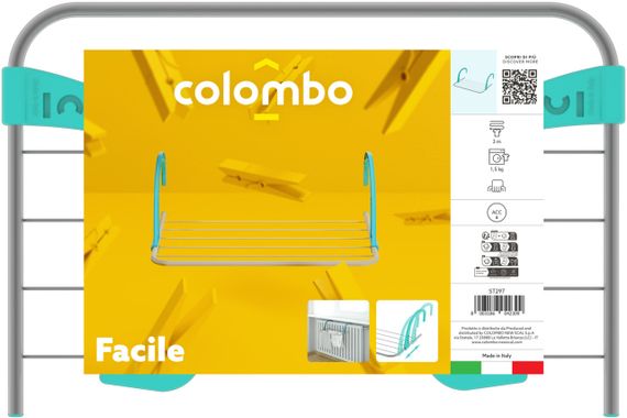 Сушарка для білизни навісна Colombo Facile 3, Якісна навісна сушарка для одягу, Сушарки коломбо для дому | Зображення 1