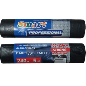 Пакети для сміття 240л 10шт чорний PRO SMART