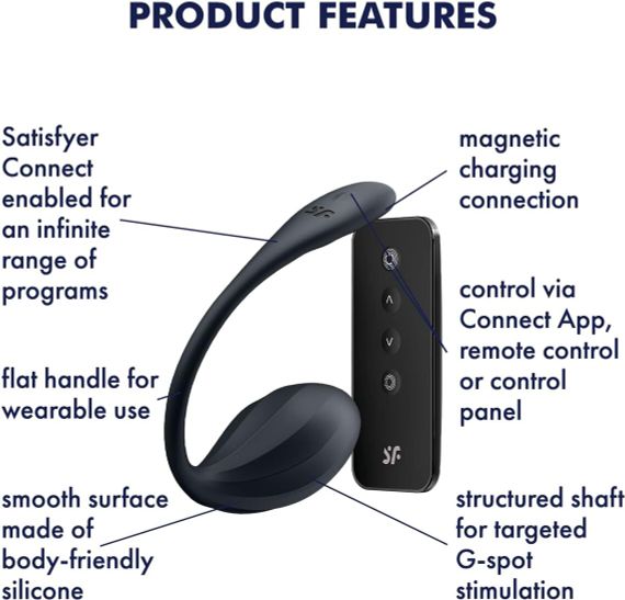 Смарт-віброяйце Satisfyer Ribbed Petal Connect App Black, керування зі смартфона, пульт ДК | Зображення 5
