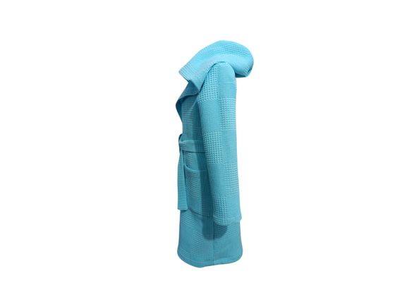 Халат дитячий вафельний лазневий у басейн бавовняний з капюшоном блакитний з вишивкою єдиноріжка 3 92 | Зображення 2