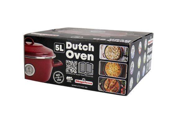 Каструля-жаровня Vitrinor Dutch Oven 2111691, 5 л, 26 см, сталева з кришкою та термометром, червона | Зображення 7