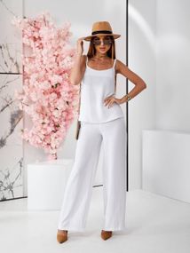 Женский летний костюм майка и брюки креп-жатка, UH379 размер 44, цвет белый