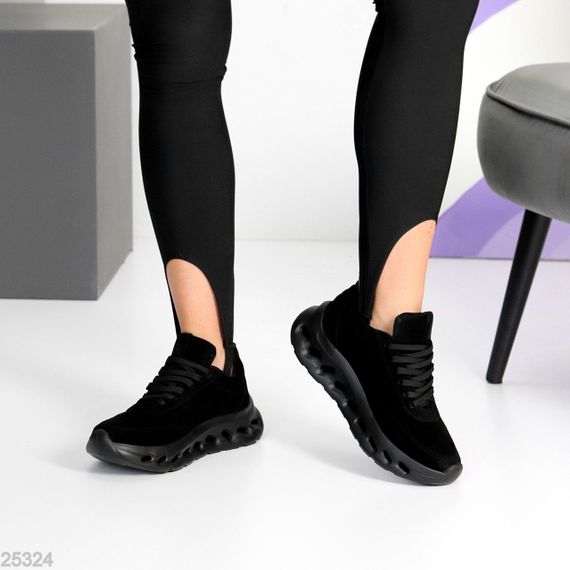 Молодежные дизайнерские черные кроссовки натуральная замша | Зображення 8
