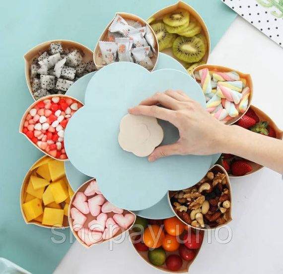 Складна двоярусна цукерка SUNROZ Flower Candy Box, що обертається, для цукерок і фруктів
