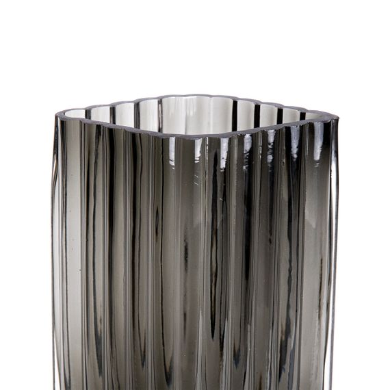 Прямокутна декоративна скляна ваза для квітів 23 см сірого кольору. | Зображення 2