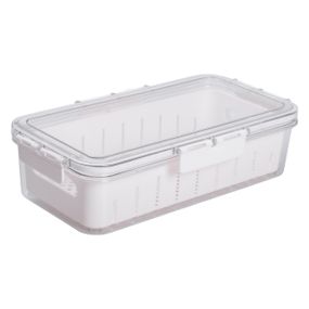 Контейнер для еды герметичный 31х16х7.5 см судок для еды пластиковый со съемной подставкой 2 л Белый HP-27-12