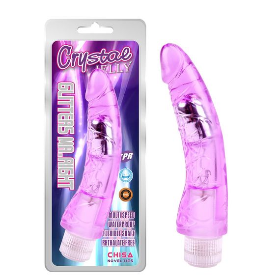 Вибромассажер реалистик Chisa Crystal Jellie с ребристой структурой, фиолетовый Sex Aura | Зображення 1
