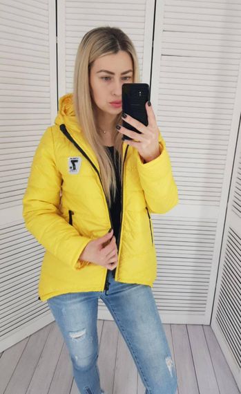 Жіноча демісезонна куртка з емблемою, арт.210/7, жовтий | Зображення 3