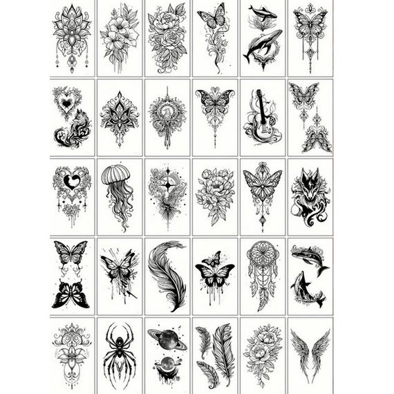 Набор детских временных тату "Черные мини №4" black-tattoo-mini-set-4-H