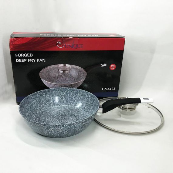 Сковорода глибока UNIQUE UN-5172 28 см з кришкою, Міцна сковорідка з антипригарним покриттям | Зображення 9