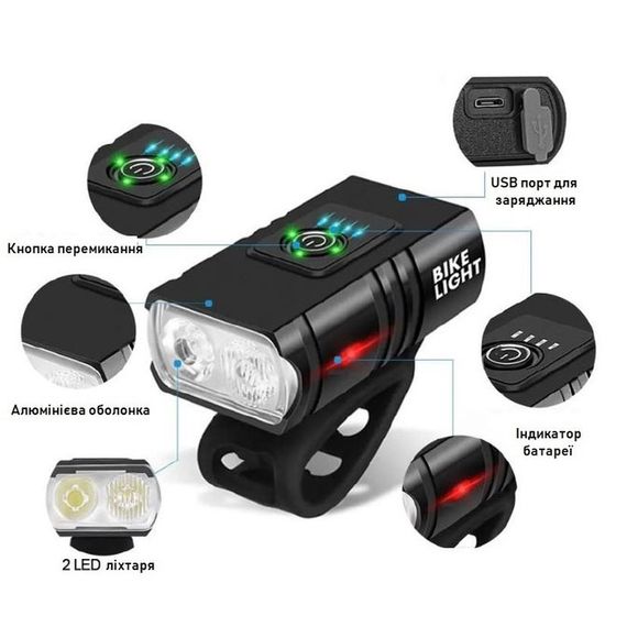 Фонарь для велосипеда с водозащитой и аккумулятором, Легкий алюминиевый фонарь для велосипедистов NM-52