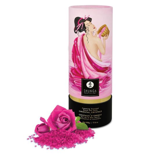 Пінлива сіль для ванни Shunga Dead Sea salt Oriental Crystals — Rose Petal (500 г), сіль Мертвого мо | Зображення 3