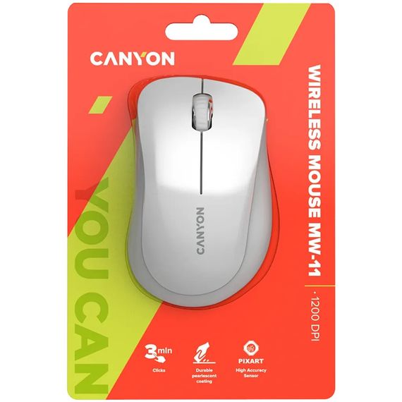 Мышь компьютерная безпроводная Canyon CNE-CMSW11PW Pearl White белая | Зображення 3