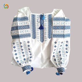 Рубашка Украинская вышиванка 210803 цвет белый размер S/M