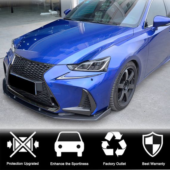 Накладка на передній бампер Lip (для Base/F-Sport 2016-2020, Карбон) для Lexus IS 2013- рр | Зображення 2