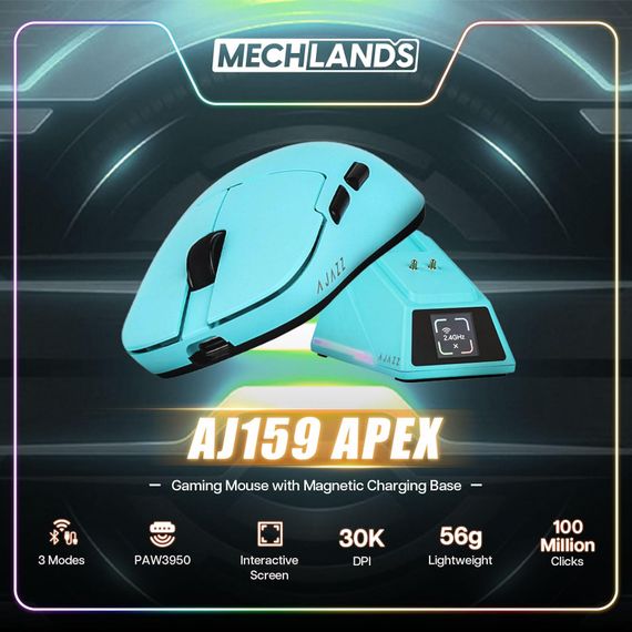 Бездротова магнітна миша Ajazz AJ159 APEX PAW3950 400 мАч RGB Blue | Зображення 4