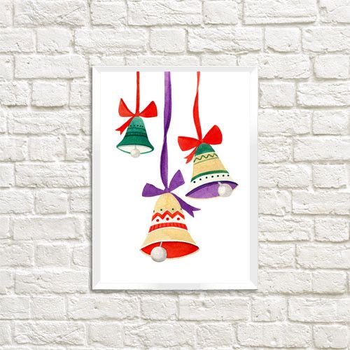 Постер в рамці Новорічні дзвіночки 30x42 см, A3 (WMT3_22NG003_WH)