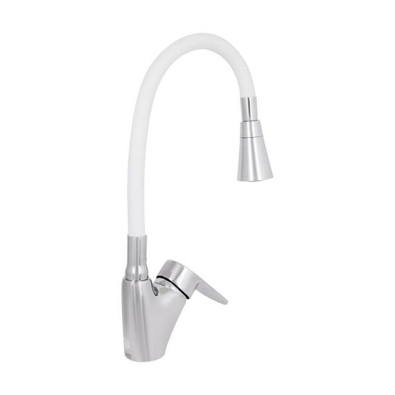 Смеситель для кухни Lidz Tani 007F3 с гибким изливом (k40) LDTAN007F3WCR40423 Chrome/White | Зображення 3