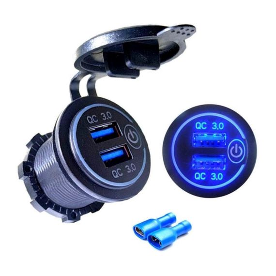 Потужна врізна автомобільна швидка зарядка 7.2 А USB QC 3.0 із сенсорною кнопкою увімкнення (DS2013H-7.2 A-S) | Зображення 1