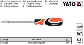 Викрутка YATO викрутка гнучкий стрижень 1/4" l=150 мм YT-1381