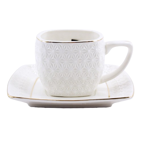 Набір чайний (ч.200мл + блюдце) квадратний порцеляна білий 508707-А Оптима