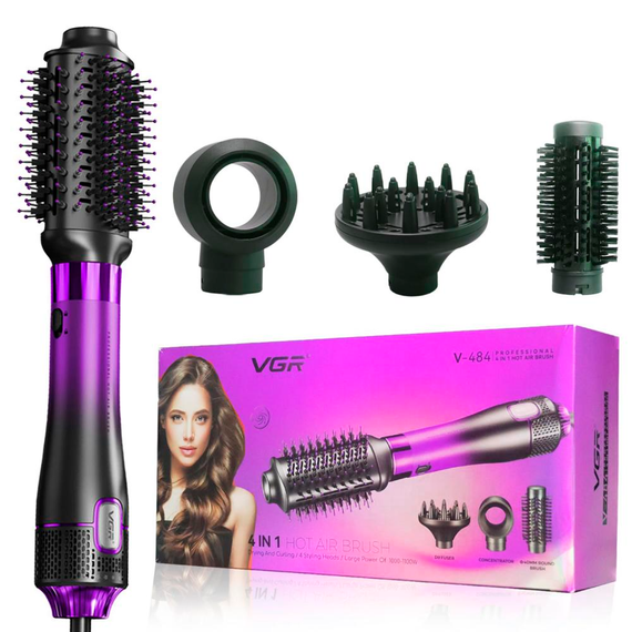 Фен-щетка стайлер VGR 4 в 1 V-484 PURPLE, 4 насадки, 2 режима | Зображення 2