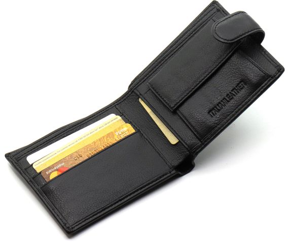 Шкіряне чоловіче портмоне на кнопці ST Leather ST-104-1 чорний | Зображення 4