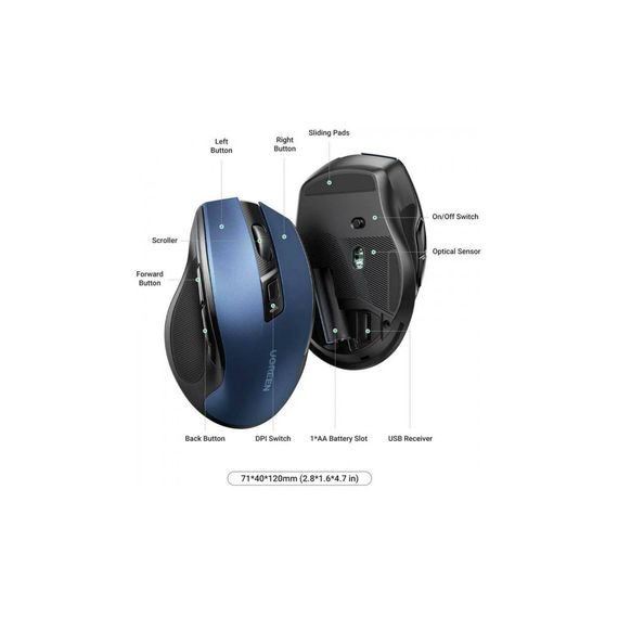 Мишка Ugreen MU006 Ergonomic Wireless Blue (15064) | Зображення 1