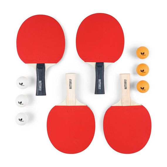 Набір для настільного тенісу Butterfly Racket Set Easy 4 Bats 6 Balls, 4 ракетки, 6 м'ячів, сумка | Зображення 1