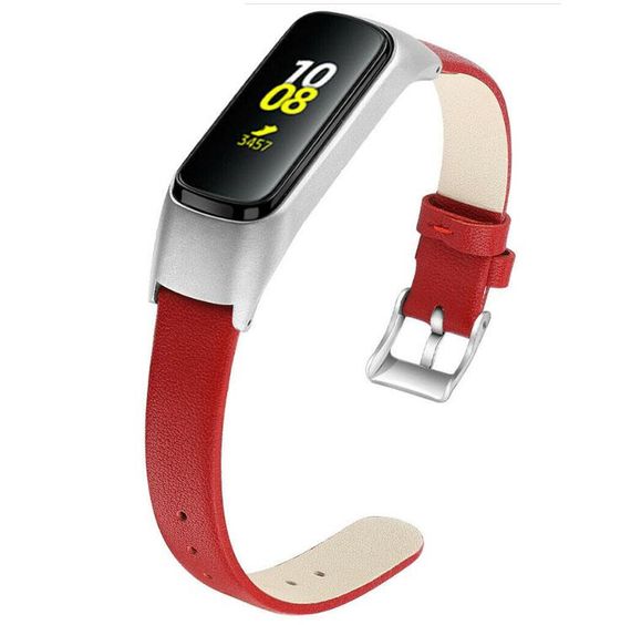 Кожаный ремешок Primo для фитнес браслета Samsung Galaxy Fit E ( SM-R375 ) - Red&Silver