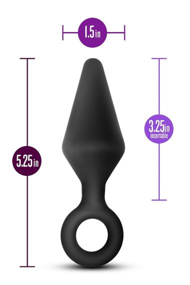 Анальна пробка з кільцем-стопером L Anal Adventures Blush, силіконова, чорна, 13.3 х 3.8 см Sex Aura | Зображення 2