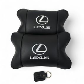 Набор автоподушек Lexus кожа Италия+ подарок, Автоподушки Лексус AQ-813 с вышивкой