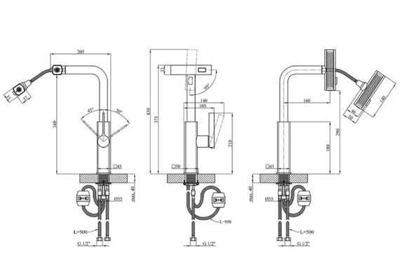 Змішувач для кухні з висувним виливом Kroner KRP Edelstahl Klassisch - SCH03918 (CV032500) | Зображення 1