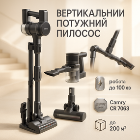 Многофункциональный вертикальный пылесос Camry CR 7063 400Вт, Вертикальный пылесос для дома и авто WS-37