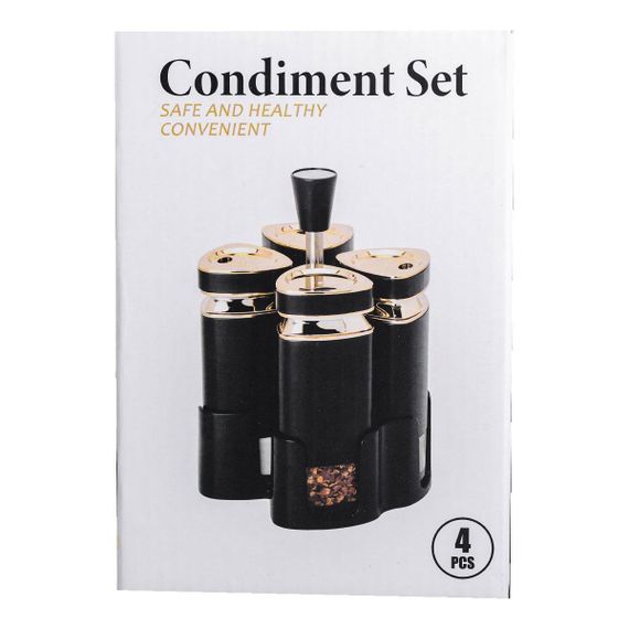 Набір для спецій на підставці 4 предмети 10х10х17 см ємності для приправ 120 мл Білий HP-1312 | Зображення 7