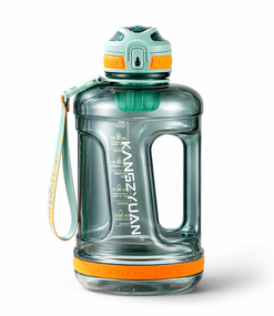 Еко-пляшка KANGZYUAN 1500 мл (1.5 л) — Зелена Tritan BPA-free, ударостійка, спортивна з ручкою та ремінцем