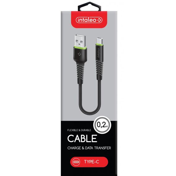 Дата кабель USB 2.0 AM to Type-C 0.2m CBFLEXT0 black Intaleo (1283126487446) | Зображення 1