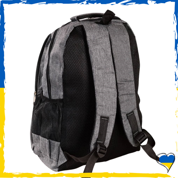 Рюкзак серый универсальный, повседневный, школьный, вместительный. Унисекс | Зображення 2