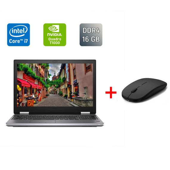 Мобильная рабочая станция Б-класс Dell Precision 7540 / 15.6" (3840x2160) IPS / Intel Core i7-9850H (6 (12) ядер по 2.6 - 4.6 GHz) / 16 GB DDR4 / 512 GB SSD / nVidia Quadro T1000, 4 GB GDDR5, 128-bit / WebCam / TouchID б/у + Подарок Беспроводная мышь