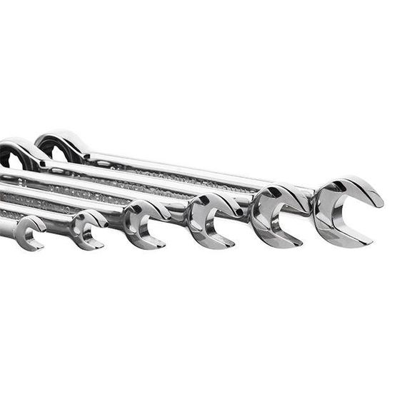 Набір ключів комбінованих, з тріскачкою, 11 шт., 8-19 мм, Cr-V, професійний, DIN3113 INTERTOOL XT-1304 | Зображення 4