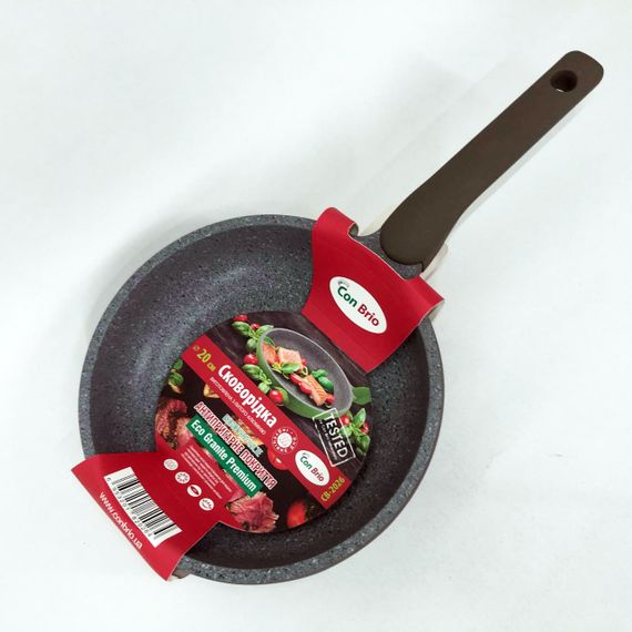 Сковорода Con Brio CB-2026 Eco Granite Premium 20 см. Сковорода для дому якісна. Колір: сірий | Зображення 4